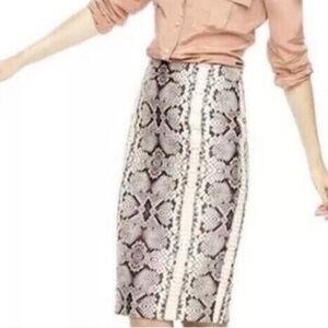 J Crew Pencil Skirt /Snake Skin Print /Wool and Silk Skirt, size 10